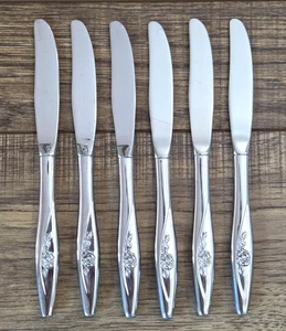 Oneida LASTING ROSE Set of 6 Dinner Knives Deluxe Stainless Flatware 8.5" - Picture 1 of 8