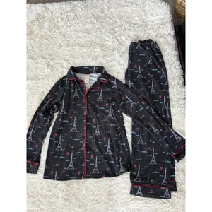 Conjunto de pijama BedHead L para mujer Torre Eiffel corazones nubes manga larga - Imagen 1 de 7