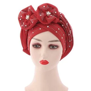 African Turbans Women Auto Gele Stacked Stick Diamond Flower 2021 Fashion New Ba - Picture 1 of 6