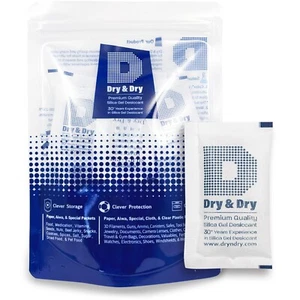 10 gram x 60 Packets  "Dry & Dry" Premium Silica Gel Packets - Reusable Fabric - Picture 1 of 9