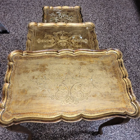 3 Vintage Florentine Gilt Nesting Tables Set Cover