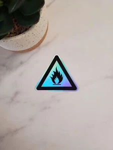 Holographic Flammable Warning Vinyl Sticker - Bild 1 von 4