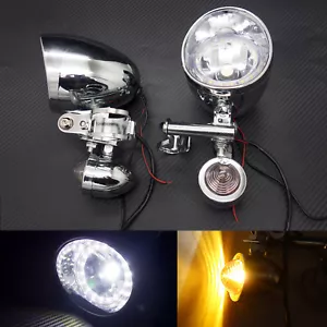 Señal de giro de bala cromada LED punto de conducción luces antiniebla barra con ojo de ángel blanco - Imagen 1 de 8