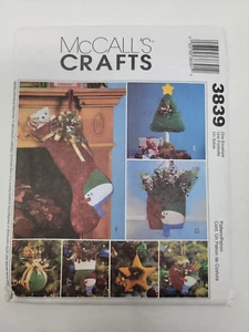 McCalls Crafts 3839 Christmas Home decor Sewing Pattern Ornaments Stocking - Picture 1 of 2