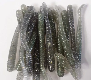 3.5 IN Paddle Tail (SMOKE/SILVER FLK)-drop shot/Finesse Worm HVY GARLIC 30CT - Picture 1 of 2