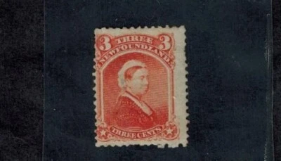 Newfoundland 1870 SG 36 3 Cents Vermillion MOG HR F/VF Centered Left CV L300 - Image 1 of 2
