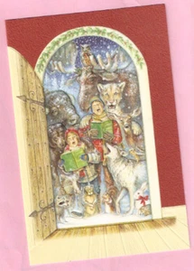 Monkey Moose Cougar Deer Raccoon Carolers  Embossed Christmas Cards Box of 16^ - Picture 1 of 2