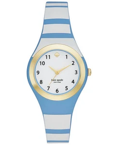 Reloj Kate Spade Rumsey a rayas azules y blancas correa de silicona 30 mm KSW1088 ¡NUEVO! - Imagen 1 de 1