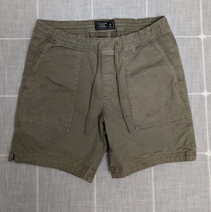 Abercrombie & Fitch Drawstring Shorts Mens Medium Green Stretch Chino Read** - Picture 1 of 18