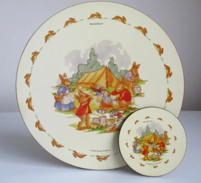 Bunnykins Placemat & Coaster Set Camping Scene Royal Doulton 1992 - image 1 of 4