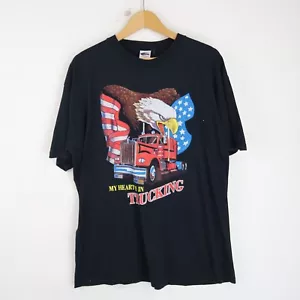 T-shirt vintage anni 90 camionista americano grafica TG XL (T7612) - Foto 1 di 5