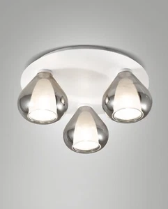 Fabas Luce Plafoniera Lampada Lila 3x E14 3481-65-126 Bianco / Vetro Fumé Grigio - Bild 1 von 5