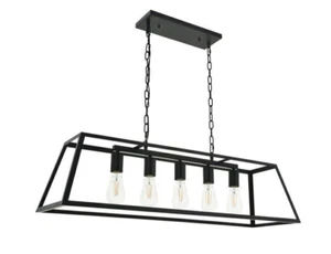 Chandelier Black Rustic Farmhouse Ceiling Light Fixtures Dining Room Kitchen - Picture 1 of 12