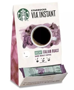 50 Starbucks Decaf Italian Instant VIA Dark Roast Decaffeinated Coffee Arabica - Picture 1 of 4