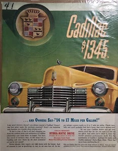 1941 Vintage Cadillac Anzeige - $1345 UND BESITZER SAGEN 14 BIS 17 MEILEN PRO GALLONE - Bild 1 von 2