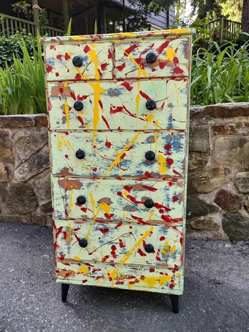 Hand Painted Mid Century Modern Dresser Cover