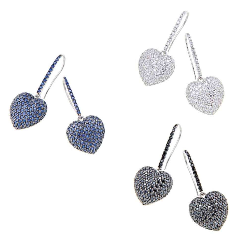 ORECCHINI CUORE PAVé ZIRCONI ARGENTO RODIATO ANALLERGICO ARVI GIOIELLI MONACHELL - Immagine 1 di 1