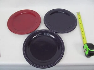 Roseville Henn Pottery Dinnerware 2 Eggplant 1 Red Dinner Plates - Picture 1 of 4