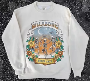 COOL Billabong Sweatshirt w/Dancing Skeletons-Moon-Stars-Flowers-Women's Small - Picture 1 of 3