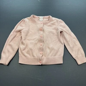 Hanna Andersson Cardigan Girls Size 6-7 Pink Button Front Knit Sweater Cotton - Picture 1 of 7