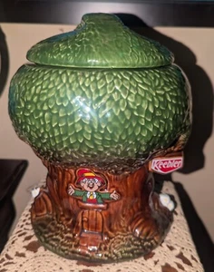 Nice Vintage 1981 McCoy Keebler Tree Cookie Jar Ceramic Elf Woodsy Rustic - Picture 1 of 7