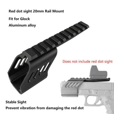 Tactical Red Dot Sight Scope Base Fit for Glock 17 19 20mm Rail Mount up - Image 1 of 4