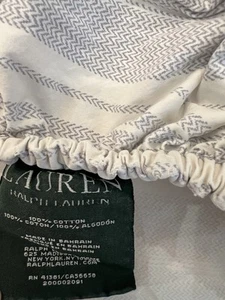 Lauren Ralph Lauren Carolyne Inlett Streifen Spannbettlaken Twin Size Weiß&Grau - Bild 1 von 6