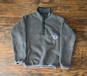 Vintage Patagonia Synchilla Snap-T Dark Green Fleece Pullover Jacket Gray - Picture 1 of 4