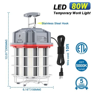 80W LED Temporary Work Light with Hook for Mine Wharf Job Site Factory Lightings - Picture 1 of 12
