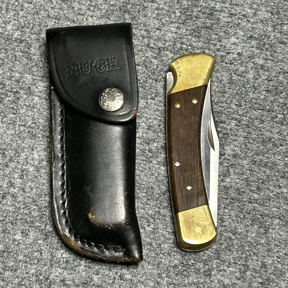Buck Knife 110 Hunting Lock Blade Pocket C With Leather Sheath Vintage USA  Made - Image 1 of 4