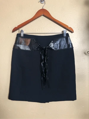 Falda Alberto Makali Negra Talla 10 Cuero Metálico Patchwork Cintura Foto 1 de 4