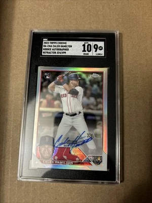 2023 Topps Chrome Refractor #’d /499 Caleb Hamilton SGC 9 Rookie Auto RC - Image 1 of 2