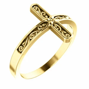 Anillo cruzado lateral en oro amarillo de 14 K - Imagen 1 de 5