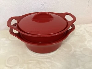 Rachael Ray Casseruola Ceramica Panettiere + Coperchio Condiviso Set 3 Pezzi Rosso 1,5 QT e 2 QT - Foto 1 di 19