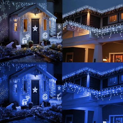 CHRISTMAS LED WHITE SNOWING ICICLE BRIGHT PARTY WEDDING XMAS OUTDOOR LIGHTS - Image 1 of 4