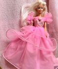 Vtg Barbie Doll Superstar Platinum Long Hair Tnt Pink Tiered  Gown Rubber Legs