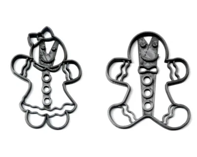 GINGERBREAD COUPLE BOY AND GIRL WITH DETAILS CHRISTMAS COOKIE CUTTER USA PR1393 - Image 1 of 4