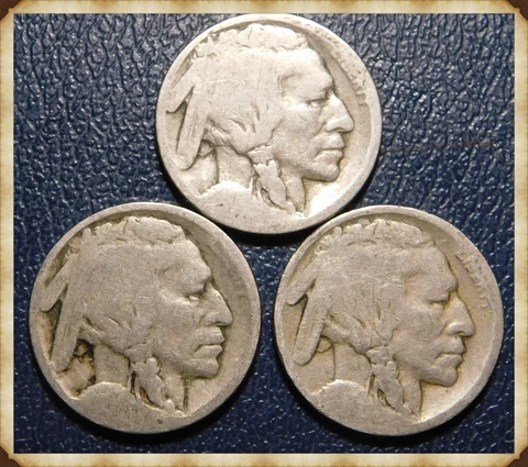 3 Buffalo Nickels No Date Dateless Three Vintage Old Coins per Order Cover