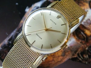 VINTAGE 1971 9CT GOLD ROLEX PRECISION STEPPED LUGS ORIGINAL DIAL & 9CT BRACELET - Picture 1 of 12