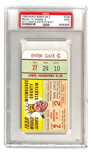 1958 World Series Game 2 Ticket Braves Yankees Mantle 2 HR PSA 2 *3826 - Picture 1 of 3