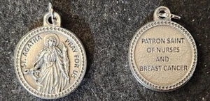 Saint Agatha - Patron of Nurses & Breast Cancer - 1" Round Medal - 24" Chain - Picture 1 of 2