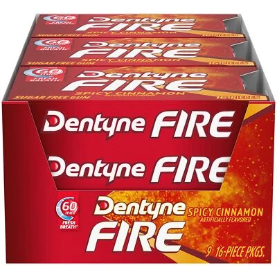 Dentyne Fire Spicy Cinnamon Sugar Free Gum, Pack of 9 (144 Total Pieces) - Image 1 of 4