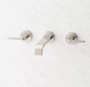 Signature Hardware Solid Construction Wall-Mount Bathroom Faucet-Brushed Nickel - Picture 1 of 6