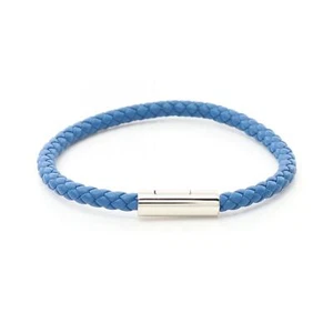 HERMES Goliath Bracelet leather Stainless Steel Blue Used mens - Picture 1 of 5