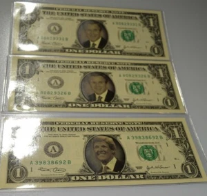 US Monetary Exchange George W. Bush John Kerry 2004 elezioni banconote da un dollaro - Foto 1 di 10