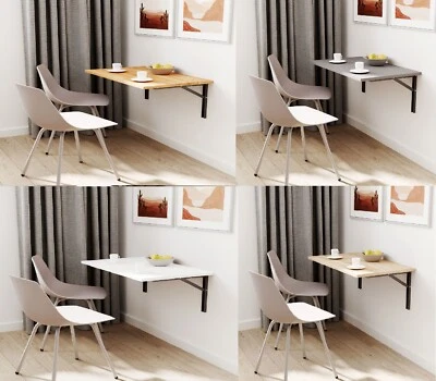 Table Home Office Kitchen Dining Floating Desk Drop Oak Wood Up to 100kg - Image 1 of 4