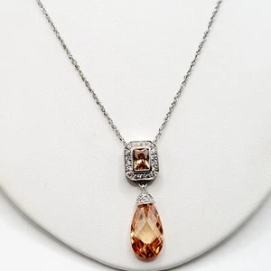 Collar Colgante Charles Winston Plata Esterlina Color Topacio Firmado CWE CZ925 - Imagen 1 de 9