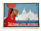 1950's Taj Mahal Hotel Bombay India Luggage Label