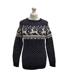 Jack Wills Blue Reindeer Christmas Jumper Womens UK Size 6 BB224 - Picture 1 of 4