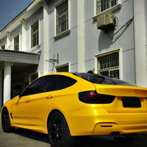 High glossy Metallic Yellow Car Wrap Vinyl Auto Wrap Sticker Bubble free AU - Picture 1 of 12
